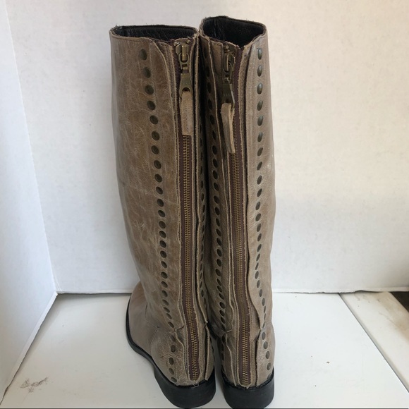 Steven Steve Madden Rannt taupe distressed tall studded boots - Picture 10 of 16